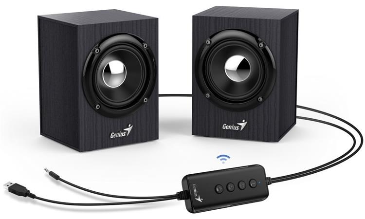 GENIUS repro SP-HF385BT/ 2.0/ Bluetooth 5.0/ 4W/ dřevěné/ černé 31730046400