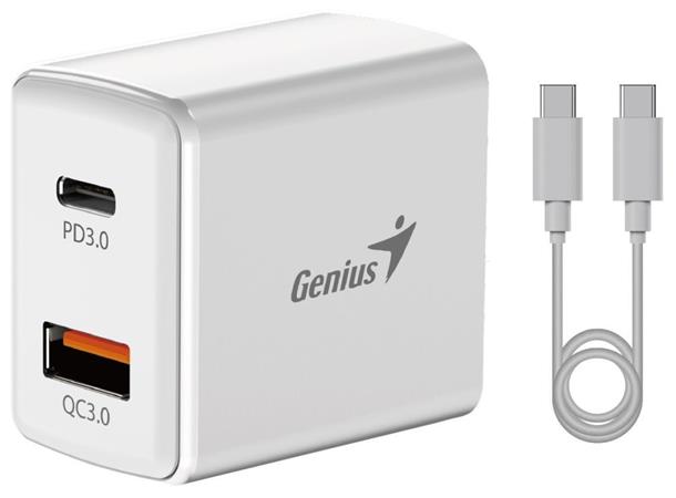 GENIUS rychlonabíjecí set PD-20ACP, 20W, rychlé nabíjení, USB-C PD3.0, USB-A QC3.0, 1m kabel USB-C USB-C, bí 32590009400