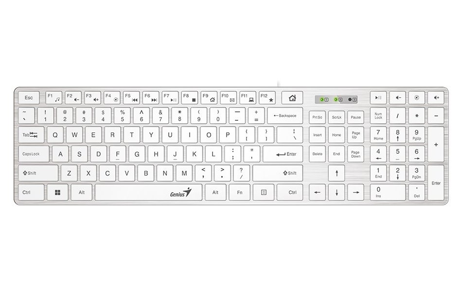 Genius SlimStar 126, CZ/SK, klasická, tenká typ drôtová (USB), biela 31310017411