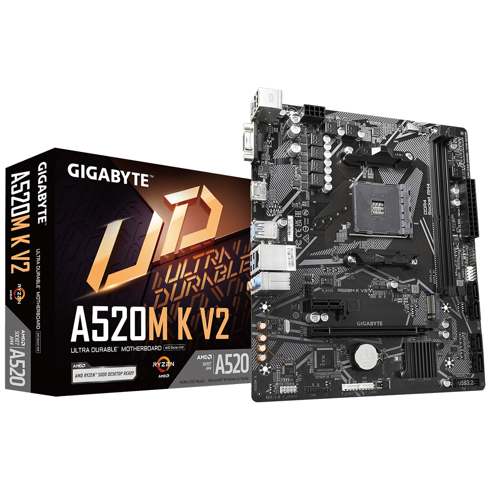 Gigabyte A520M K V2 , AMD A520, AM4, 2xDDR4, mATX A520M K V2#baz
