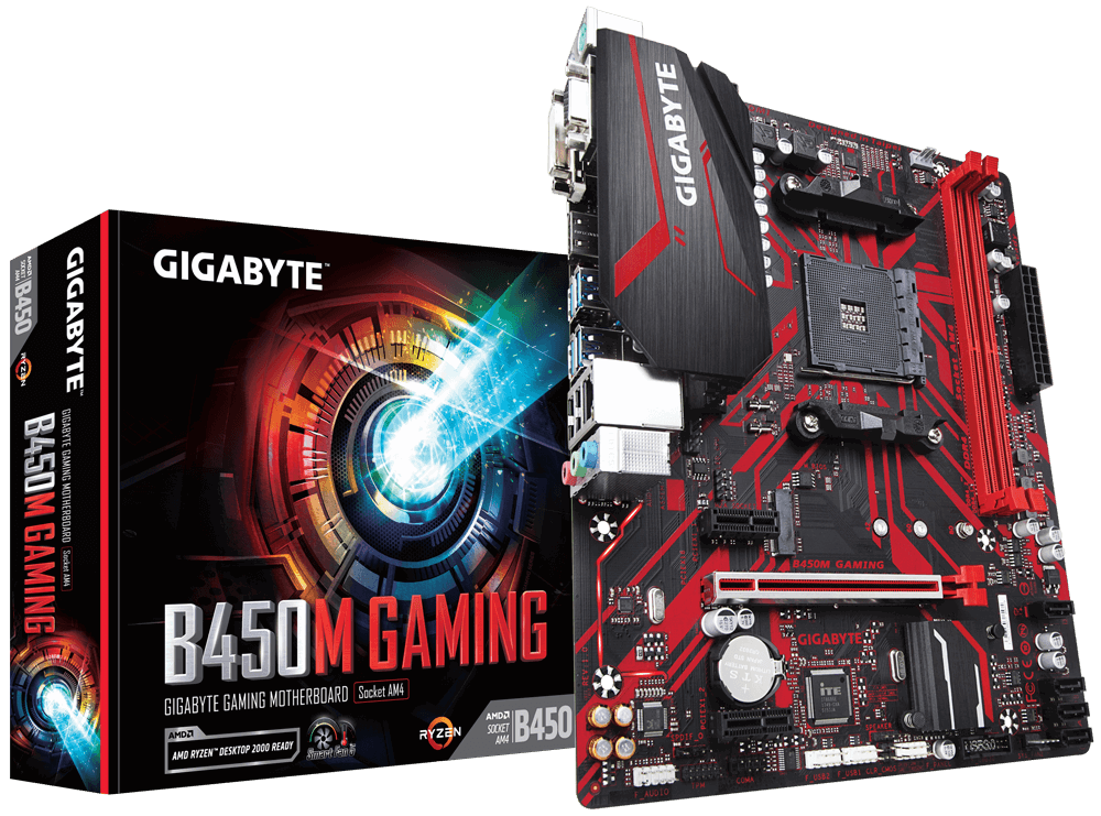 Gigabyte B450M GAMING, AM4, 2xDDR4-2933, USB 3.1, DVI-D/HDMI/D-sub
