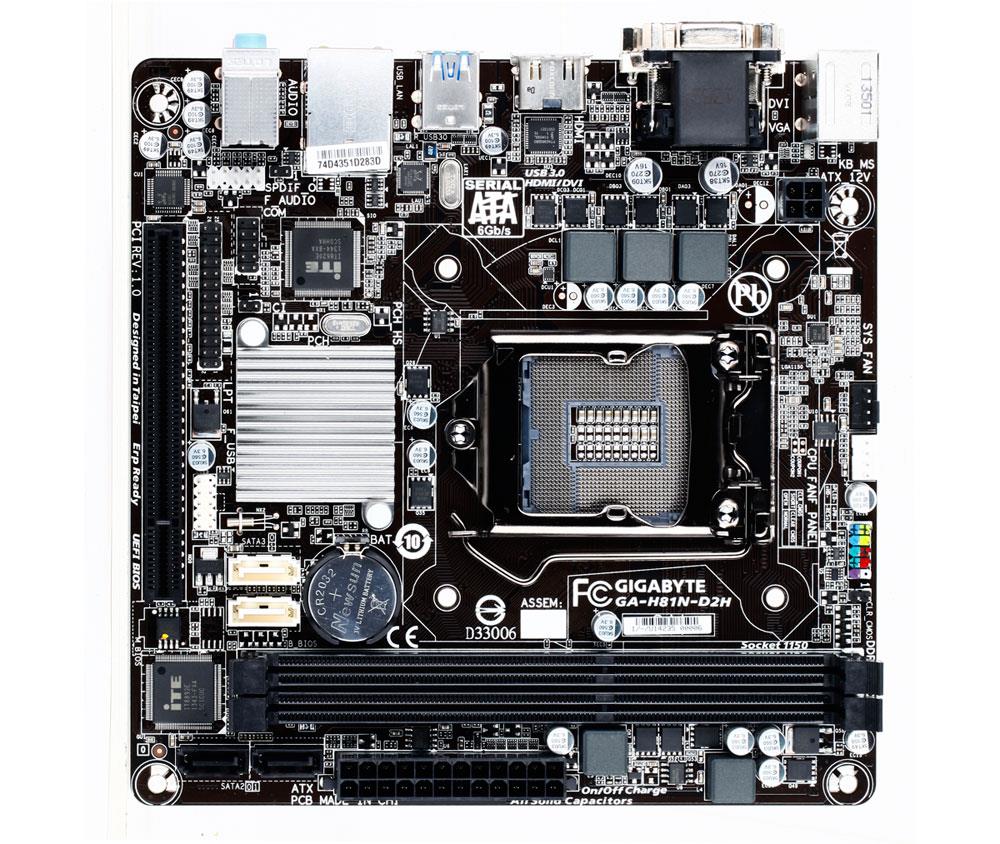 Gigabyte GA-H81N-D2H, H81, DualDDR3-1600, SATA3, HDMI, DVI, D-Sub, mITX