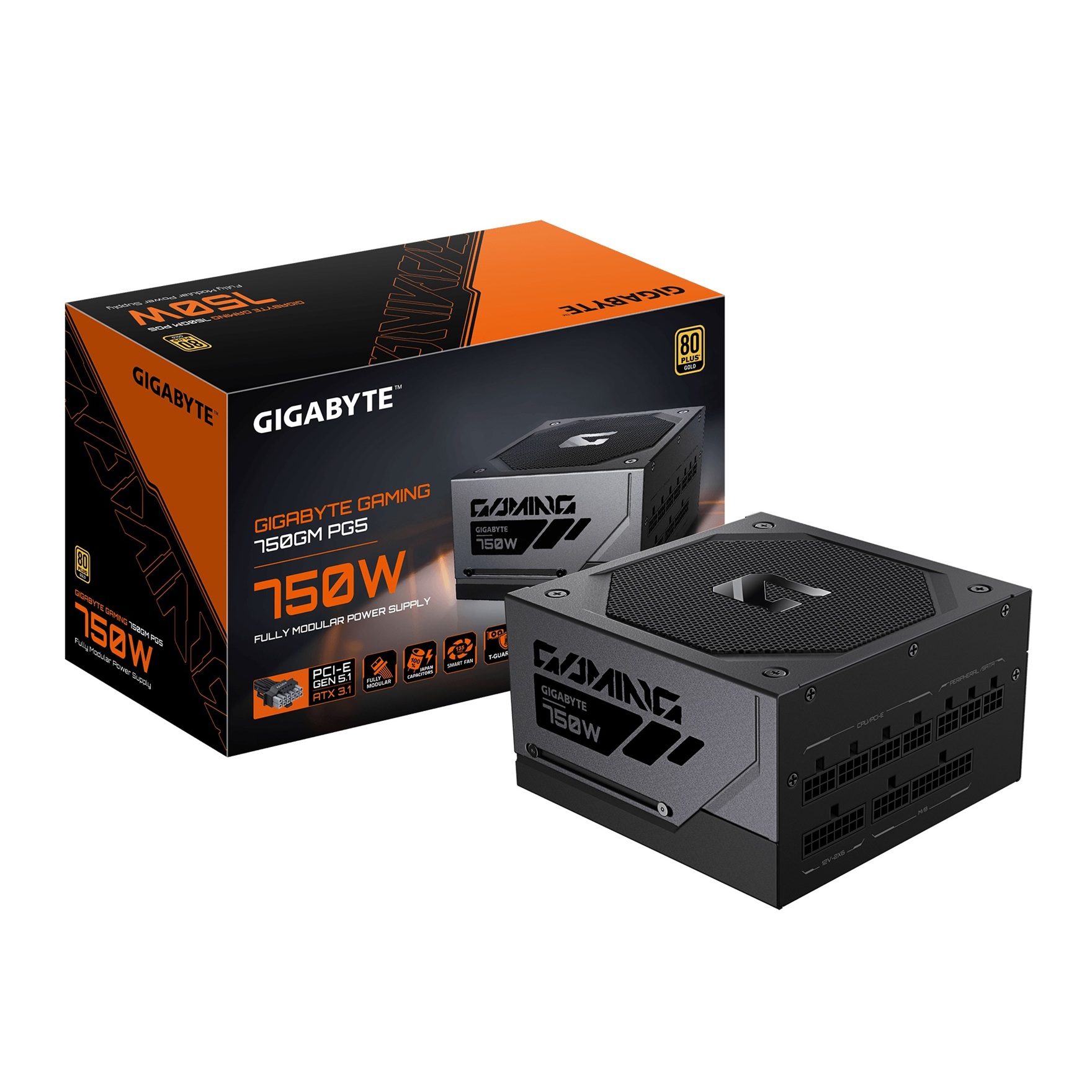 GIGABYTE GAMING 750GM PG5/750W/ATX 3.1/90%/Modular/Retail GP-GME750GM PG5