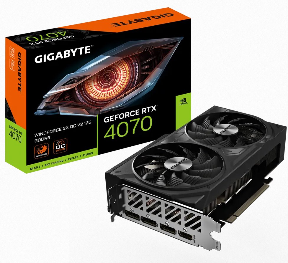 Gigabyte GeForce RTX 4070 WINDFORCE 2X OC V2 12G GV-N4070WF2OCV2-12GD