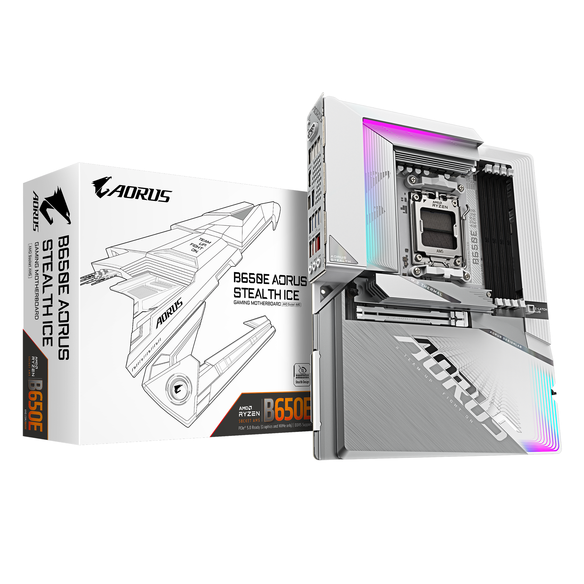 GIGABYTE MB Sc AM5 B650E AORUS STEALTH ICE, AMD B650, 4xDDR5, 2x HDMI, 1xUSB-C, WI-FI, E-ATX