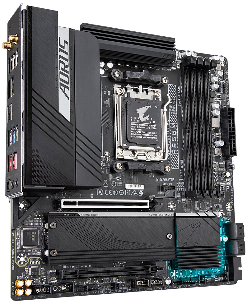 GIGABYTE MB Sc AM5 B650M AORUS ELITE AX, AMD B650, 4xDDR5, 1xDP, 1xHDMI, WI-FI, mATX