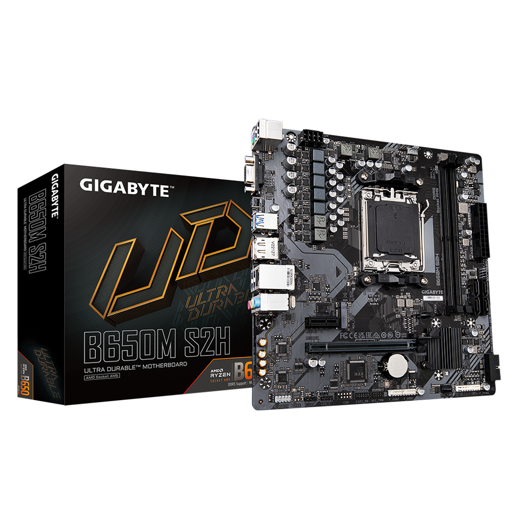 GIGABYTE MB Sc AM5 B650M S2H, AMD B650, 2xDDR5, 1xDP, 1xHDMI, 1xD-Sub, mATX