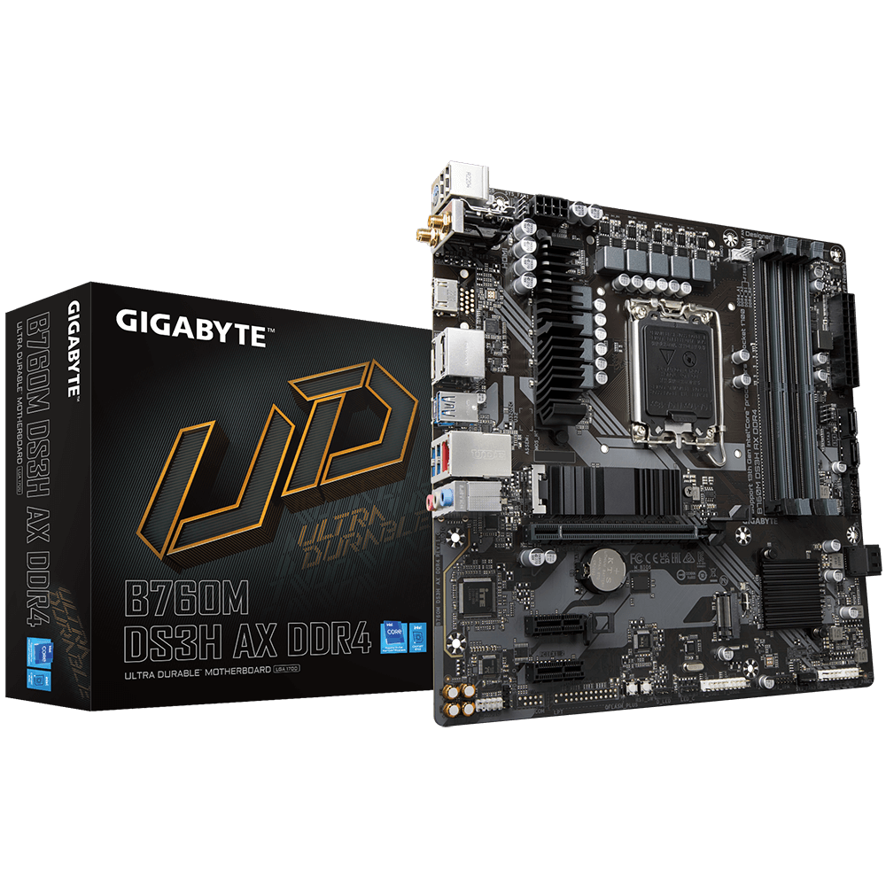 GIGABYTE MB Sc LGA1700 B760M DS3H AX DDR4, Intel B760, 4xDDR4, 2xDP, 1xHDMI, Wifi