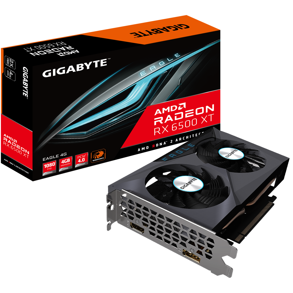 GIGABYTE Radeon™ RX 6500 XT EAGLE 4G GV-R65XTEAGLE-4GD