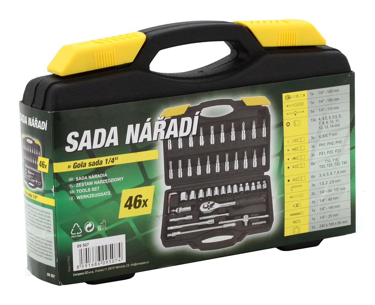 Gola súprava Compass 1/4 "46 dielov 09507