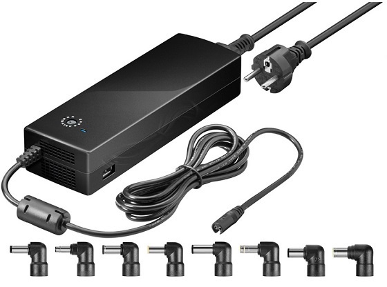Goobay Napájecí zdroj 134,5W pro notebook 230V na 12-24V Max.8.5A s USB ppadapter-52