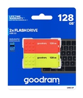 GOODRAM Flash Disk 2x128GB UME2, USB 2.0, červená, žlutá UME2-1280MXR11-2P