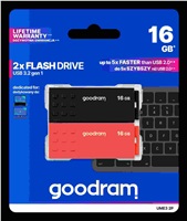 GOODRAM Flash Disk 2x16GB UME3, USB 3.0, oranžová, černá UME3-0160MXR11-2P