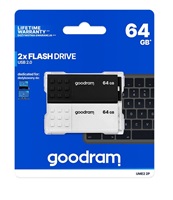 GOODRAM Flash Disk 2x64GB UME2, USB 2.0, bílá, černá UME2-0640MXR11-2P