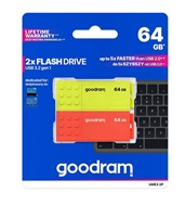 GOODRAM Flash Disk 2x64GB UME3, USB 3.0, žlutá, oranžová UME3-0640MXR11-2P