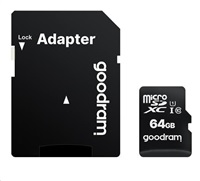 GOODRAM microSDXC karta 64GB M1AA (R:100/W:10 MB/s), UHS-I Class 10, U1 + Adapter M1AA-0640R12