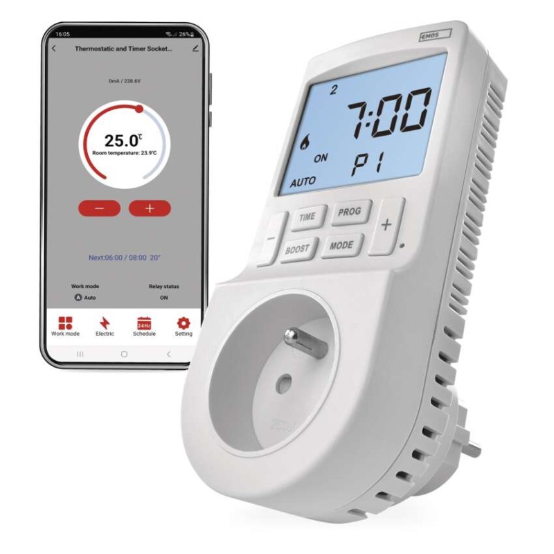 GoSmart Termostat do zásuvky s funkciou digitálneho časovača 2v1 s WiFi 8592920143940