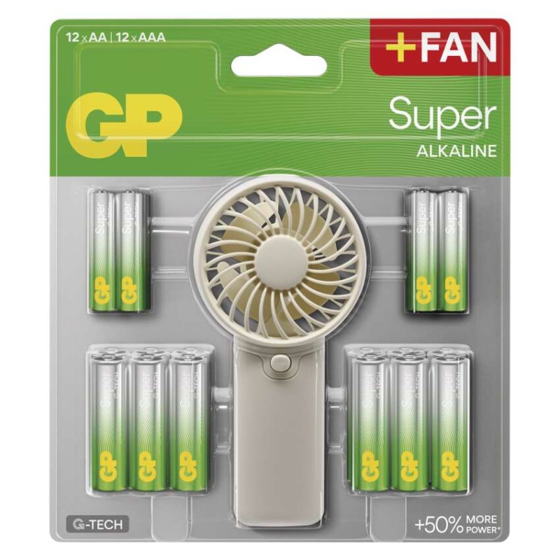 GP alkalická batéria SUPER AA 12+AAA 12+Fan BL 4891199233975