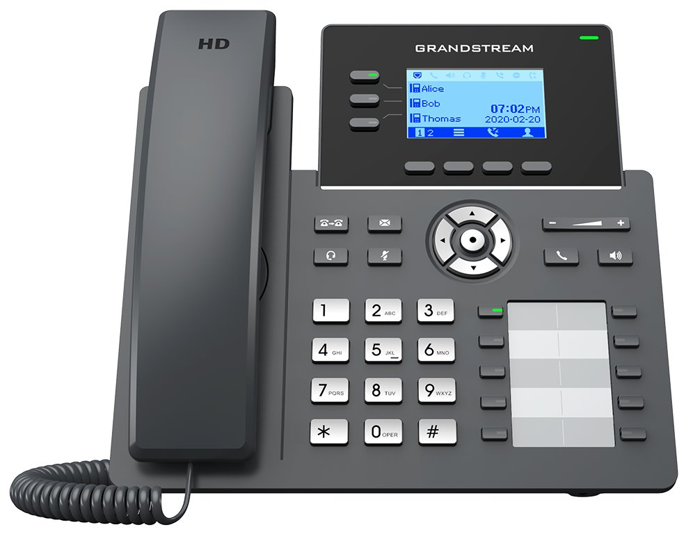 Grandstream GRP2604 SIP telefon, 2,48" LCD podsv. displej, 6 SIP účty,10BLF tl., 2x1Gbit porty
