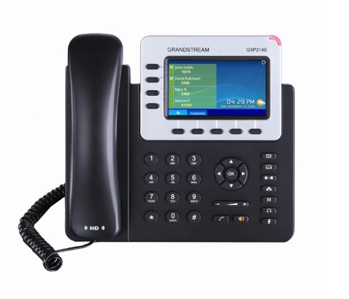 Grandstream VoIP telefon - GXP2140, 4 SIP, 2xGIGA, POE, HD audio, 4.3" color LCD, 480x272