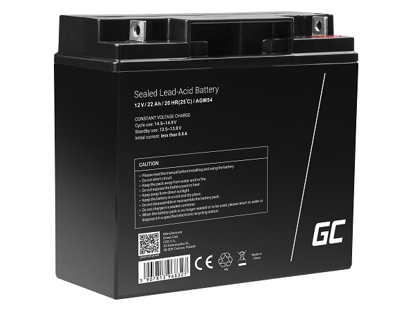 Green Cell AGM VRLA 12V 22Ah maintenance-free battery for boats, scooters, toys, wheelchairs AGM54