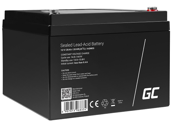Green Cell AGM VRLA 12V 28Ah maintenance-free battery for boats, scooters, toys, wheelchairs kampera AGM55