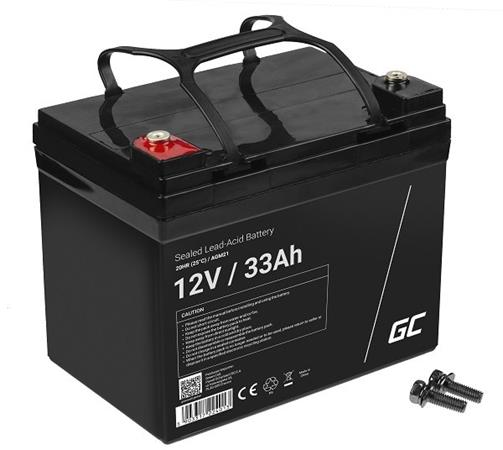 Green Cell AGM VRLA 12V 33Ah maintenance-free battery for mower, scooter, boat, wheelchair AGM21