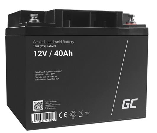 Green Cell AGM VRLA 12V 40Ah maintenance-free battery for mower, scooter, boat, wheelchair AGM22