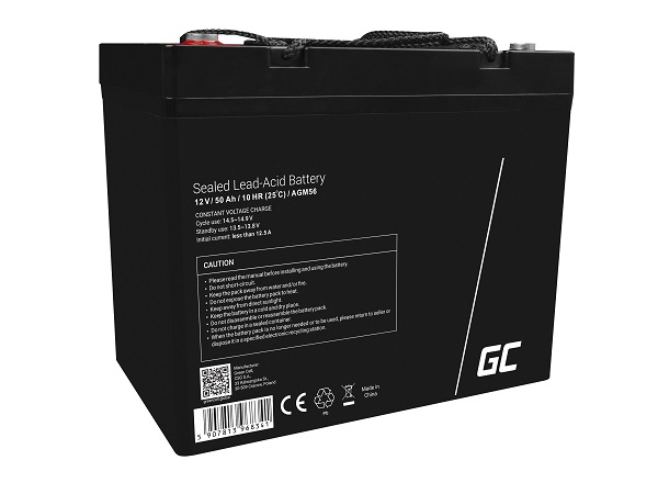 Green Cell AGM VRLA 12V 50Ah maintenance-free battery for boats, scooters, camper vans, wheelchairs, lawnmower AGM56