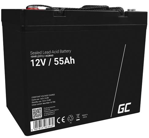 Green Cell AGM VRLA 12V 55Ah maintenance-free battery for mower, scooter, boat, wheelchair AGM49