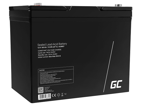 Green Cell AGM VRLA 12V 80Ah maintenance-free battery for boats, scooters, camper vans, wheelchairs, lawnmower AGM57