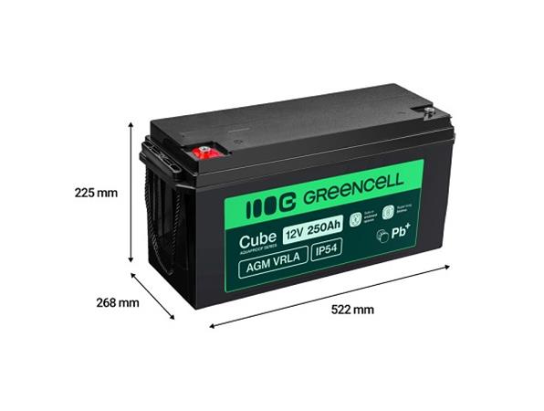 Green Cell AGM VRLA IP54 12V 250Ah baterie pro karavany, fotovoltaiku, solární panely a lodě AGM12V250AH-J