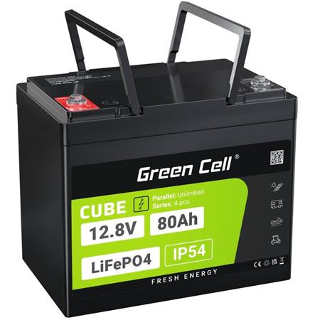 Green Cell Baterie CUBE LiFePO4 80Ah 12,8V 1024Wh lithium-železofosfátová baterie pro obytné vozy, čisticí LFPGC12V80AH