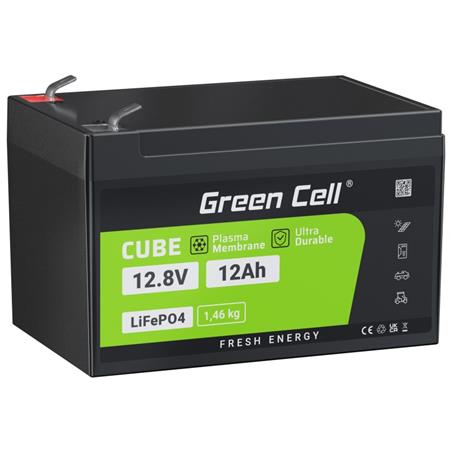 Green Cell Baterie LiFePO4 12,8V 12Ah 153,6Wh LFP lithiová baterie 12V s BMS pro sekačku na trávu, dětskou koloběž CAV08