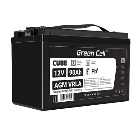Green Cell CUBE AGM IP54 12V 90Ah VRLA Battery Gel deep cycle scooter mower boat barge mower tractor fishin AGM12V90AH-J