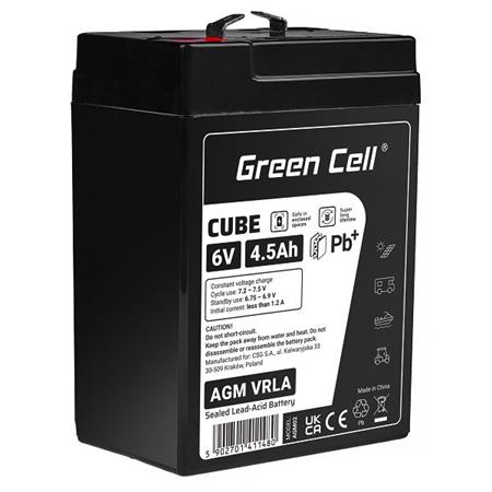 Green Cell CUBE AGM IP54 6V 4Ah VRLA Battery Gel deep cycle scooter mower boat barge mower tractor fishing AGM6V4-5AH-J