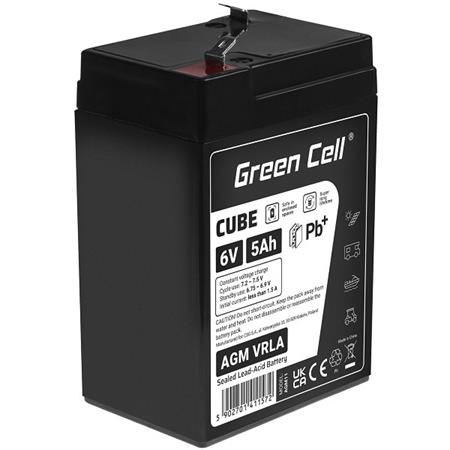 Green Cell CUBE AGM IP54 6V 5Ah VRLA Battery Gel deep cycle toys for kids alarm systems AGM6V5AH-J