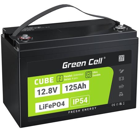 Green Cell CUBE LiFePO4 125Ah 12,8V 1600Wh lithium-železofosfátová baterie pro karavan, solární, off-grid LFPGC12V125AH