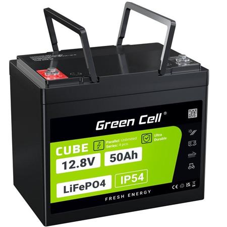 Green Cell CUBE LiFePO4 50Ah 12.8V 640Wh Lithium Iron Phosphate Battery for Camper, Golf Cart,Wind Power Pl LFPGC12V50AH