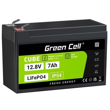 Green Cell CUBE LiFePO4 akumulátor 7Ah 12,8V 89,6Wh lithium-železo-fosfát pro UPS nepřerušitelné napájecí zd LFPGC12V7AH