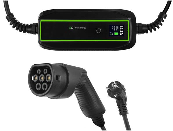 Green Cell EV PowerCable 3.6kW Schuko Type 2 mobile charger for charging electric cars and Plug-In hybrids EV16