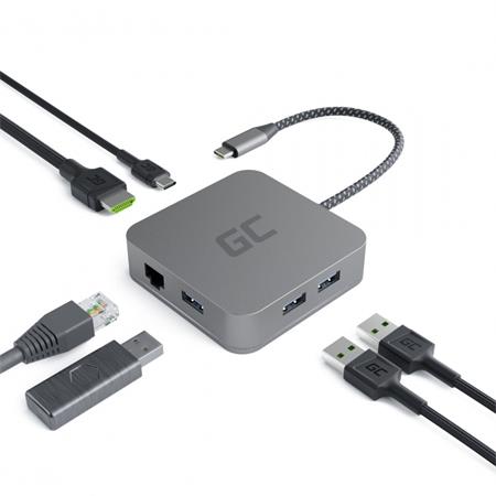 Green Cell HUB USB-C HDMI - 7 ports for MacBook Pro, Dell XPS, Lenovo X1 Carbon and others AK61