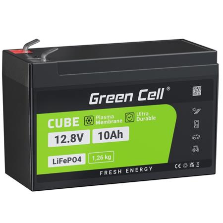 Green Cell LiFePO4 Battery 12V 12.8V 10Ah for photovoltaic system, campers and boats CAV10