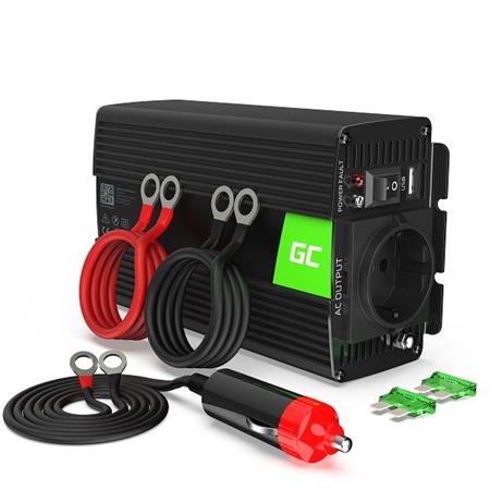 Green Cell Měnič napájení Power Inverter do auta 12V na 230V 300W / 600W Čistý sinus INV05DE