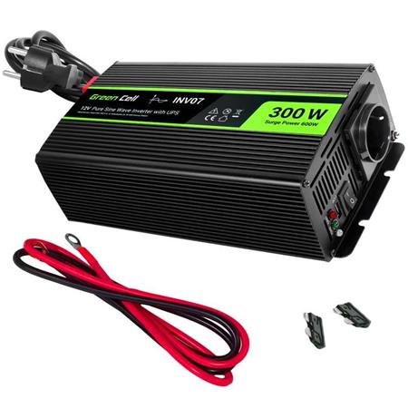 Green Cell Power Inverter UPS 12V to 230V Pure sine wave 300W/600W for furnances and central heating pumps INV07