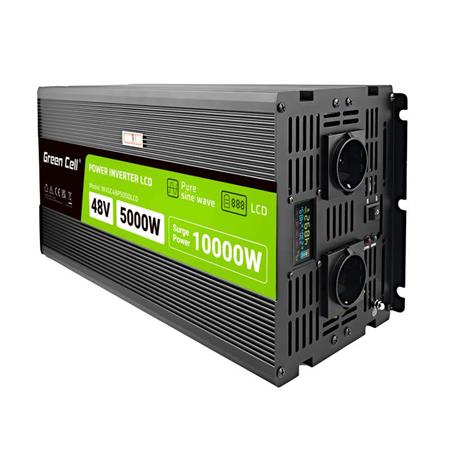 Green Cell PowerInverter - PowerInverter LCD 48V 5000W/10000W měnič do auta s displejem - čistá sinusovk INVGC48P5000LCD
