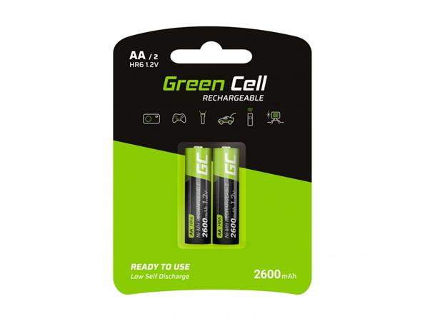 Green Cell Rechargeable Batteries 2x AA HR6 2600mAh GR05