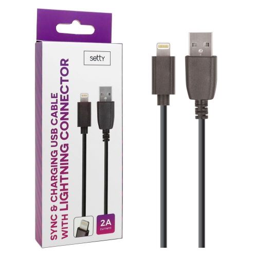 GSM043794 SETTY USB cable 1m 2A Lighting black
