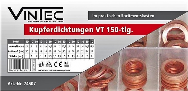 Güde Sada měděných těsnění VT,150-dílná 4033461745070