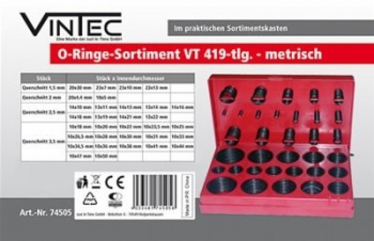 Güde V74505 Sada O-kroužků VT, 419-dílná 4033461745056
